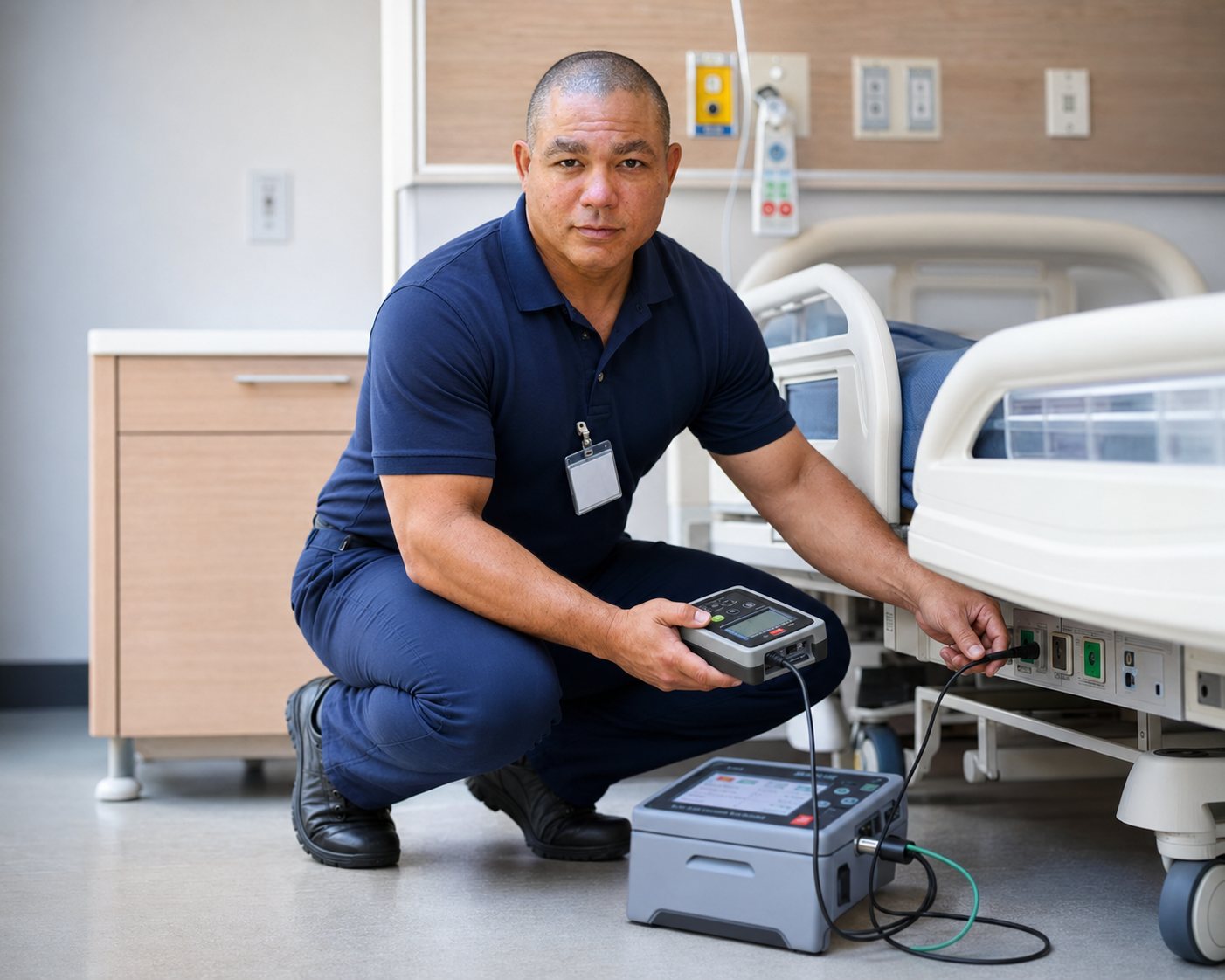 BiomedRx technician performing isolated power system testing nfpa99 to protect patient safety