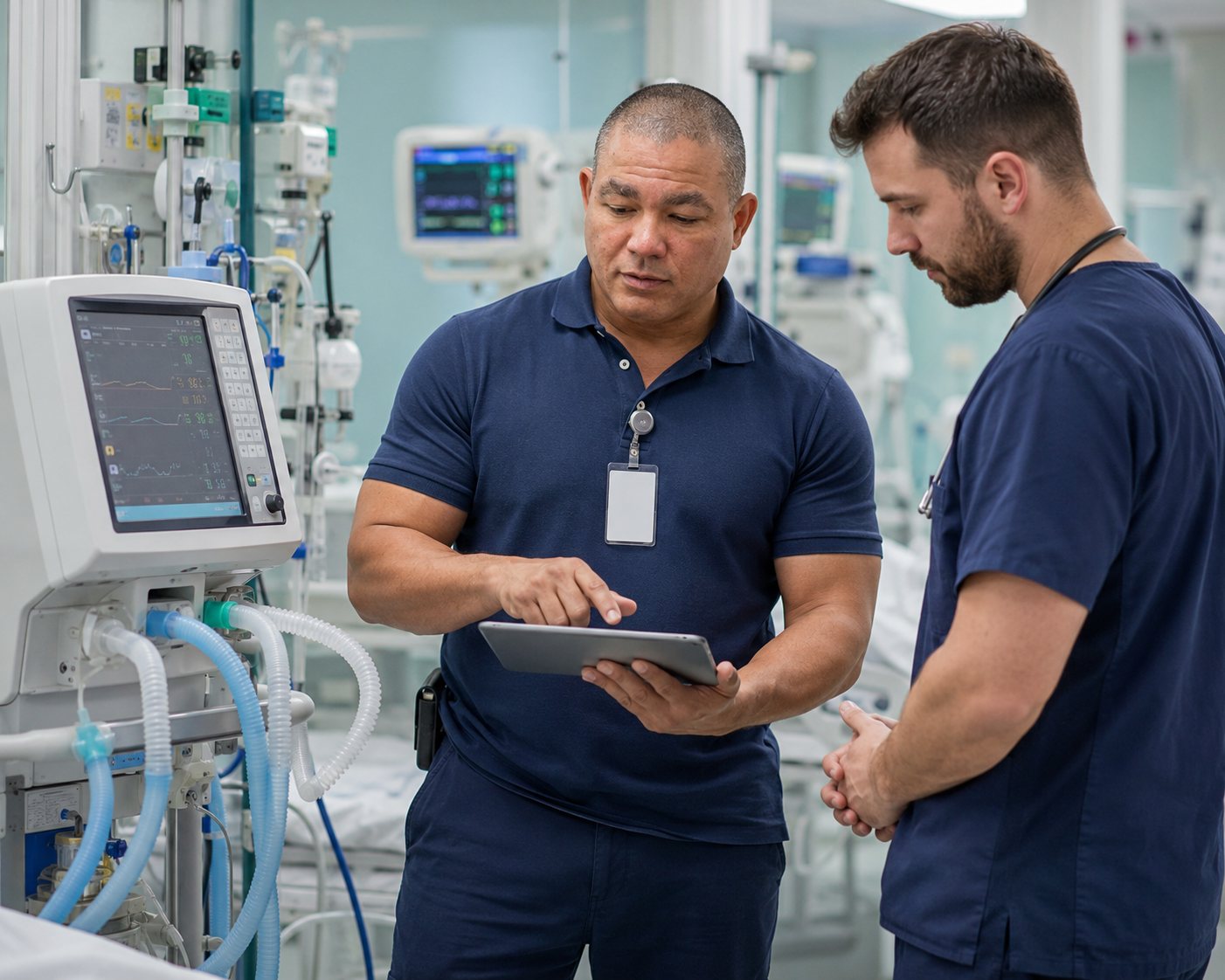 BiomedRx technician performing isolated power system testing to protect patient safety